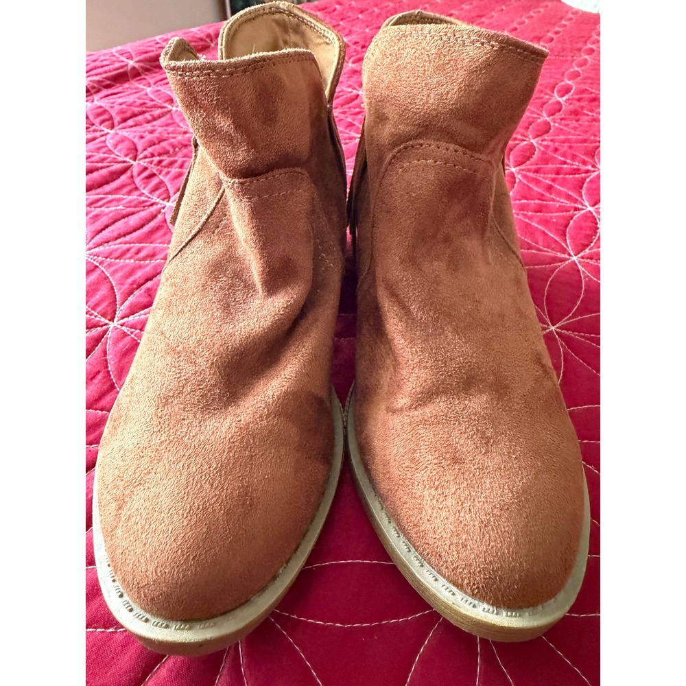 Women's Brown Suede Fringed Ankle Boots Side Zip Comfort Fashion Booties